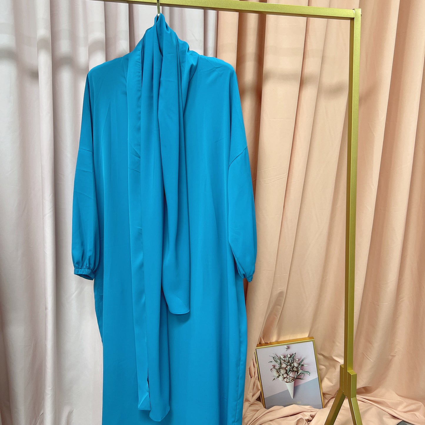 European And American Muslim Arabic Solid Color Hooded Robe Dress