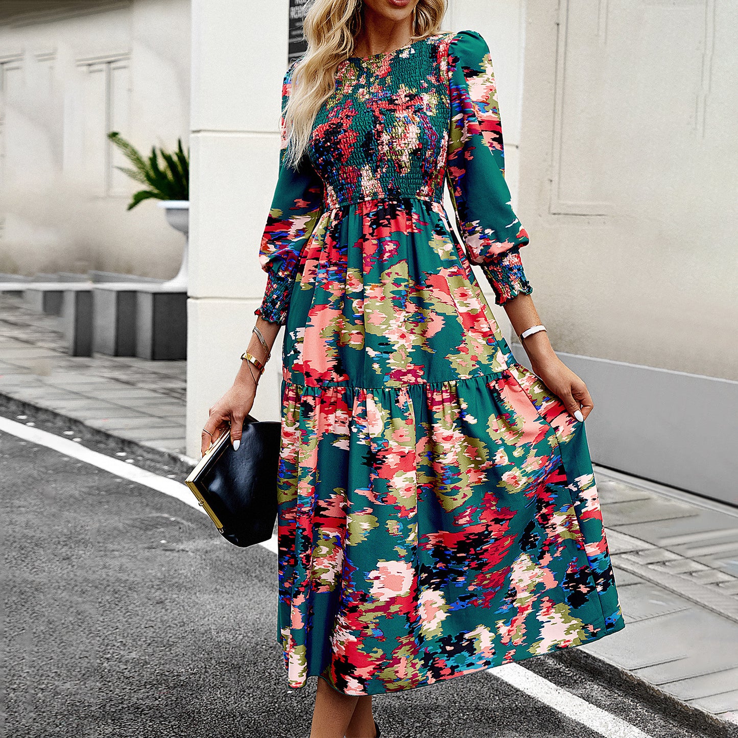 Printed Dress Women's Autumn Temperament Elegant Dress