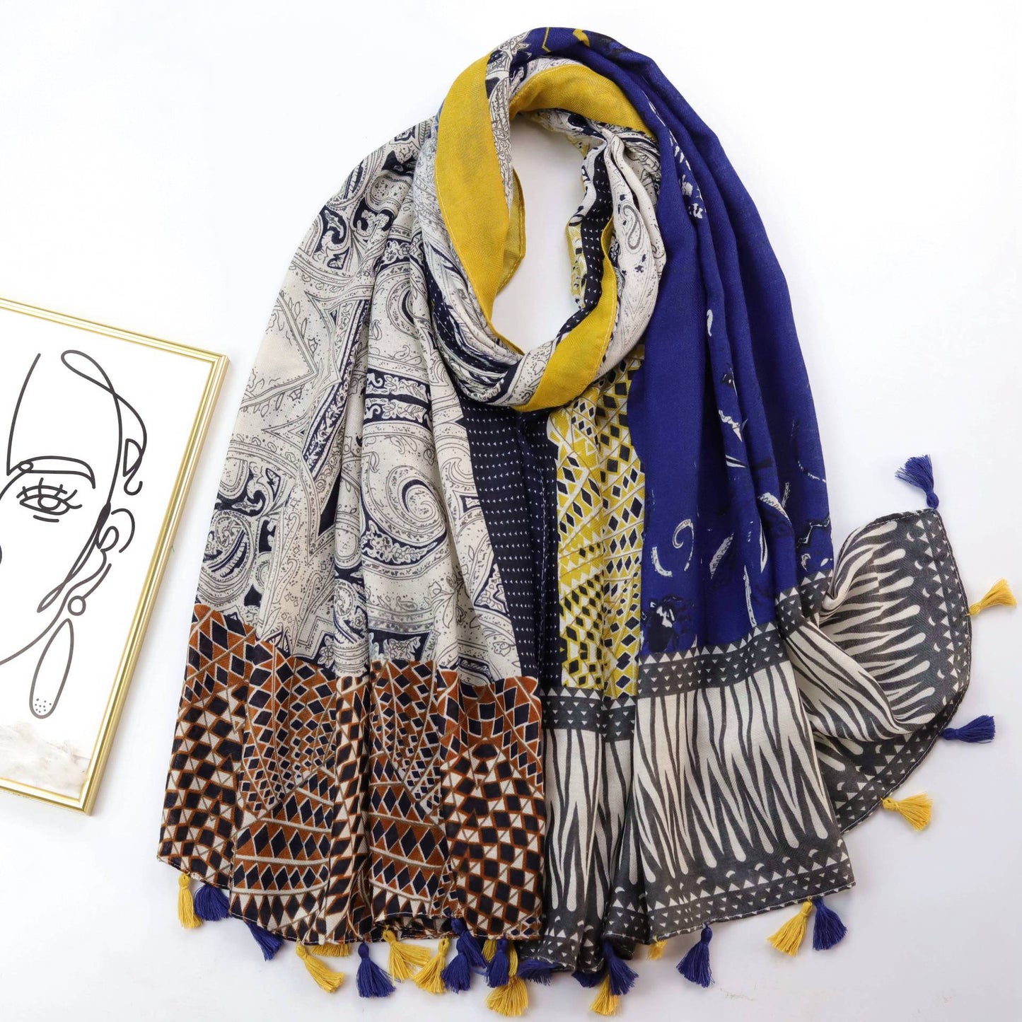 Women's Cashew Print Silk Scarf Shawl