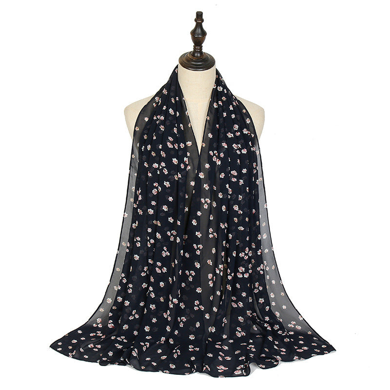 Breathable New Chiffon Floral Print Headscarf