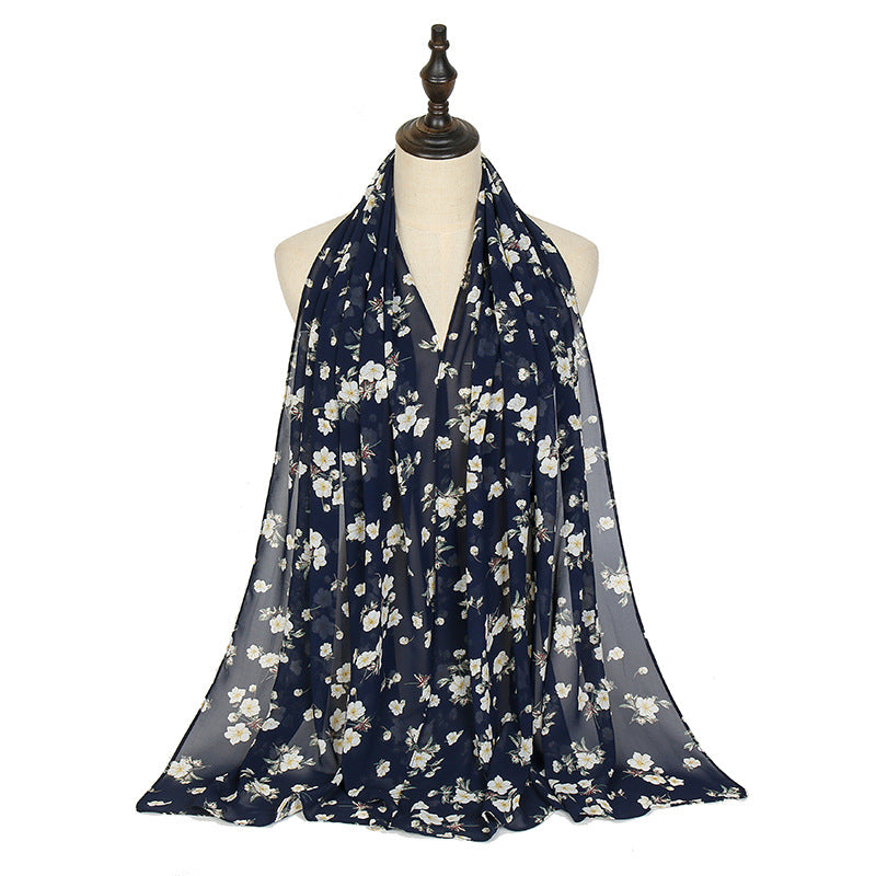 Breathable New Chiffon Floral Print Headscarf