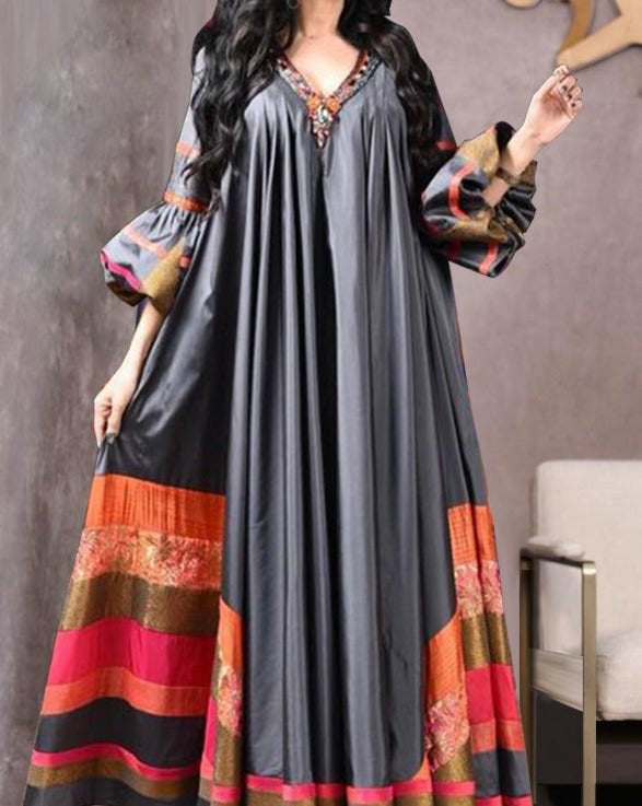 Digital Printing Loose Dress Djellaba