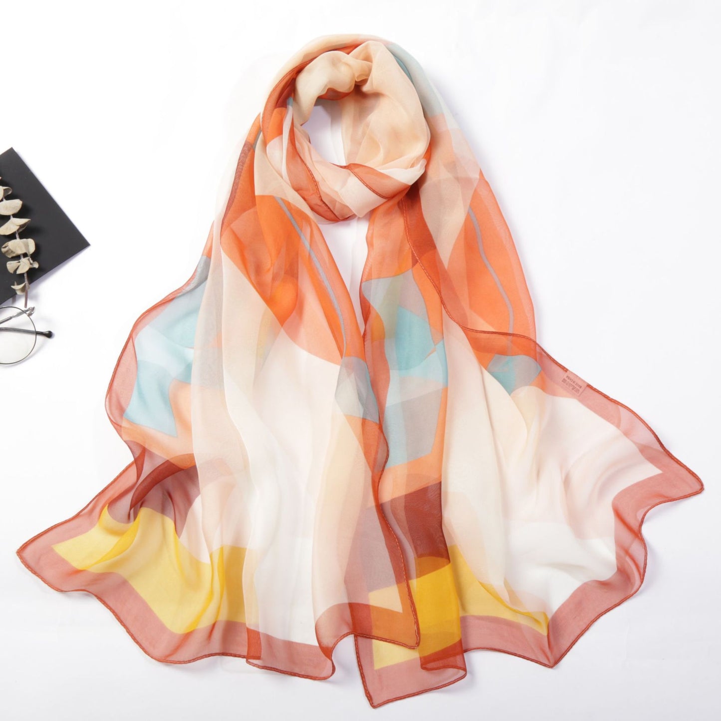 Silk Scarf Casual Color Triangle Geometric Thin