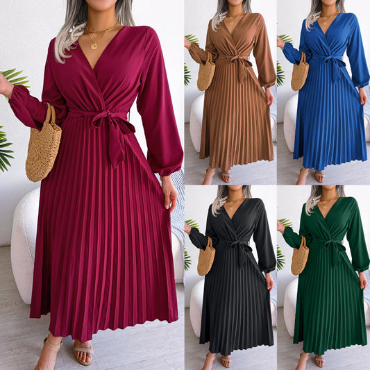 Fashion Elegant Cross Pleated Maxi Dress