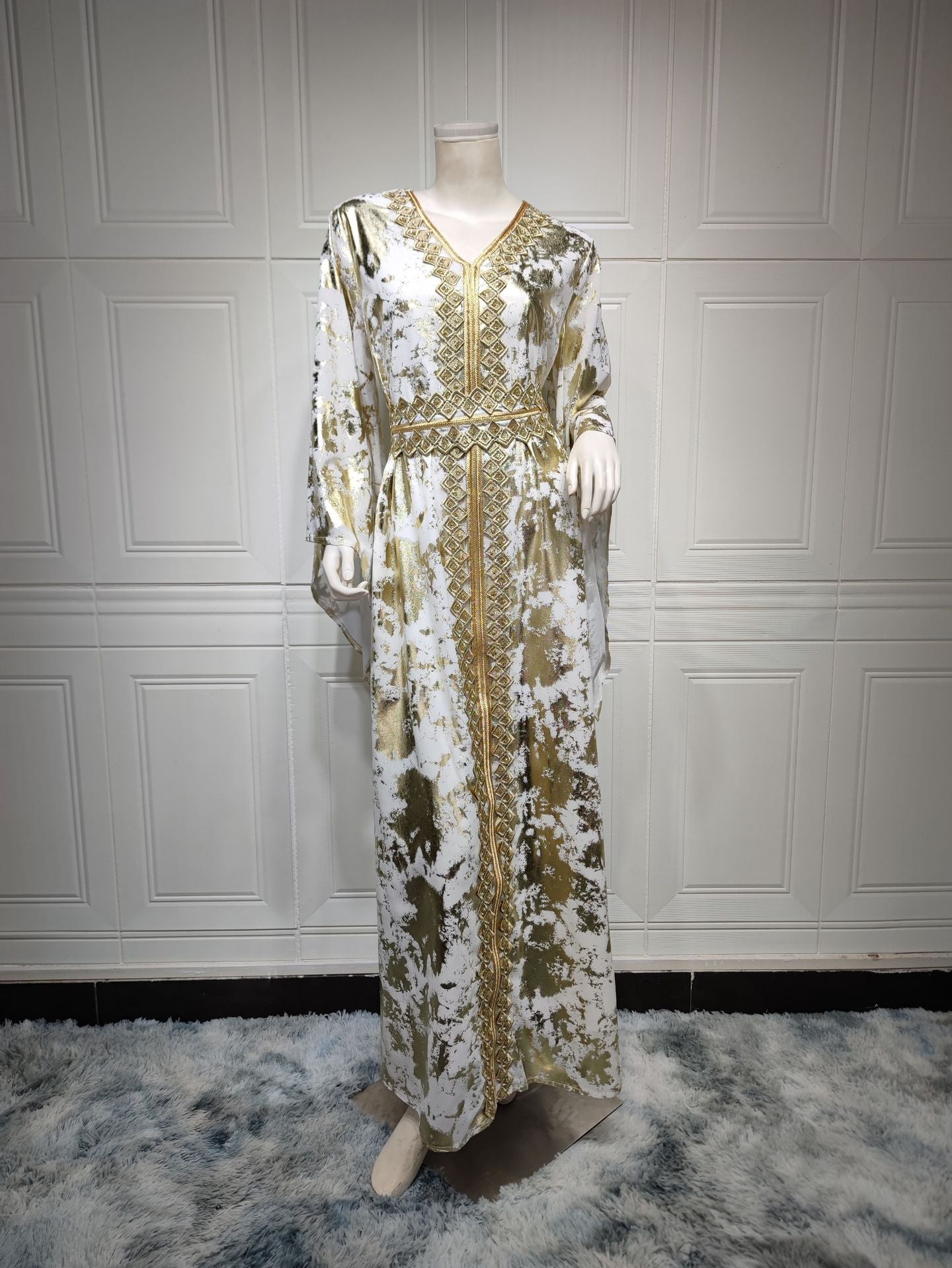 Chiffon Bronzing Robe Containing Belt Dress