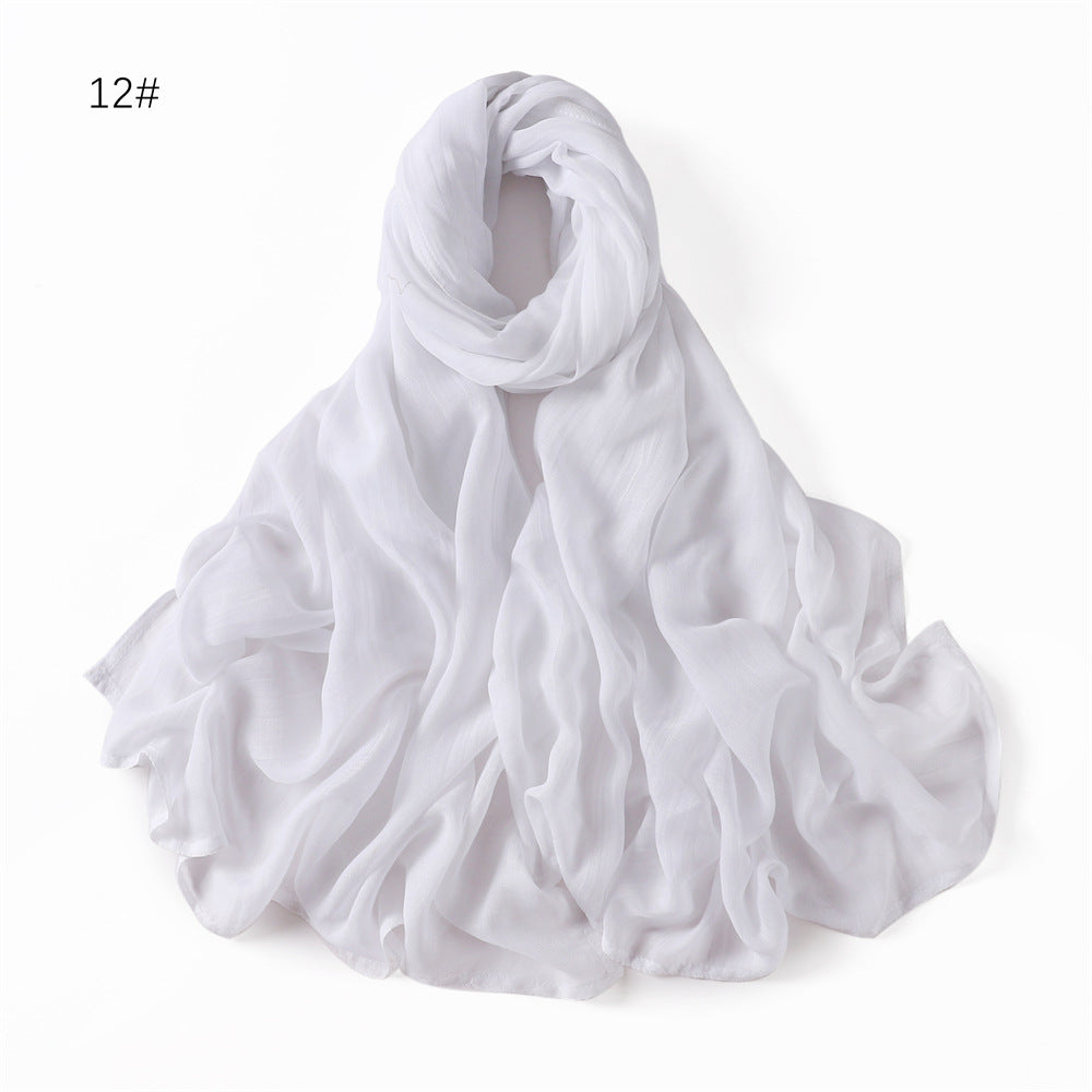 Wide-brimmed Cotton And Linen Monochrome Scarf Veil