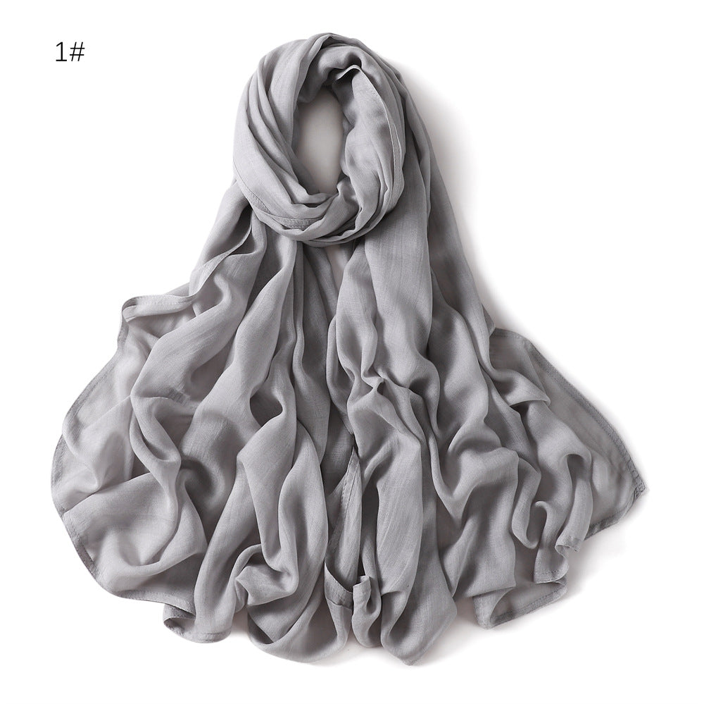 Wide-brimmed Cotton And Linen Monochrome Scarf Veil