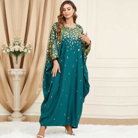 Green Batwing Sleeve Plus Size Dress